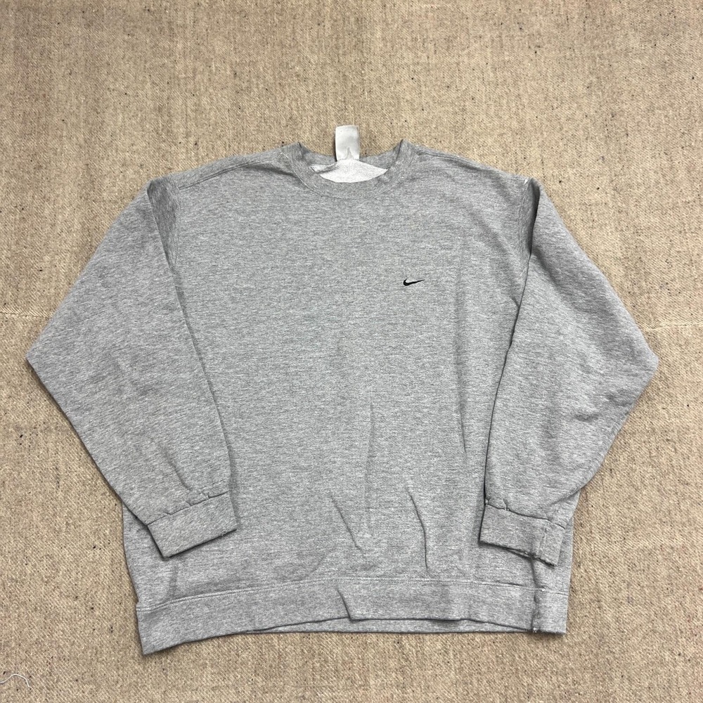 Vintage Nike Sweatshirt Mens XL Gray 2000s Y2K Check Swoosh